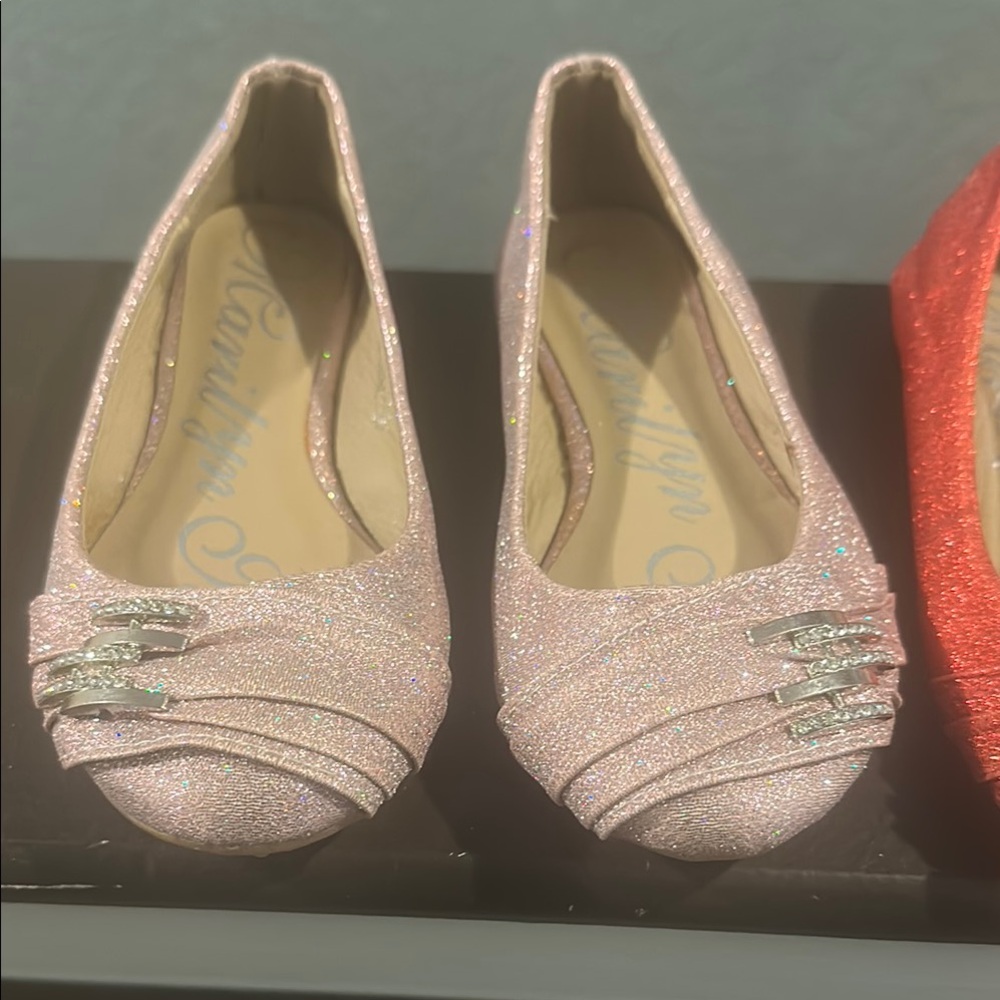 Elegant Pink Glitter Flats Little Girl